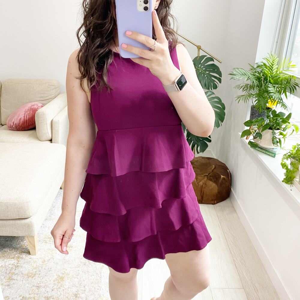 Theory Purple Peplum Ruffle Dress Size Small